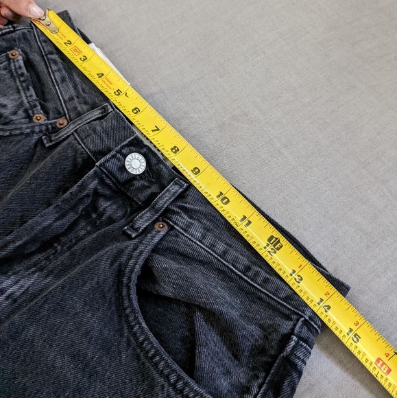 Agolde 90s Mid Rise Loose Jean Shorts Fallen Black - Picture 7 of 12